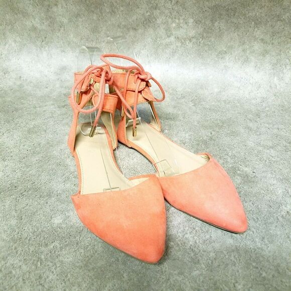 Charlotte Russe Womens Ariel  Size 6 Pink Ankle Strap D'Orsay Pointed Toe Flats - Picture 1 of 10